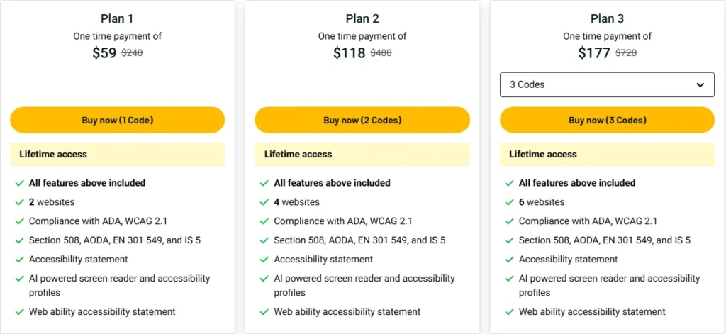 WebAbility.io Lifetime Pricing Plan