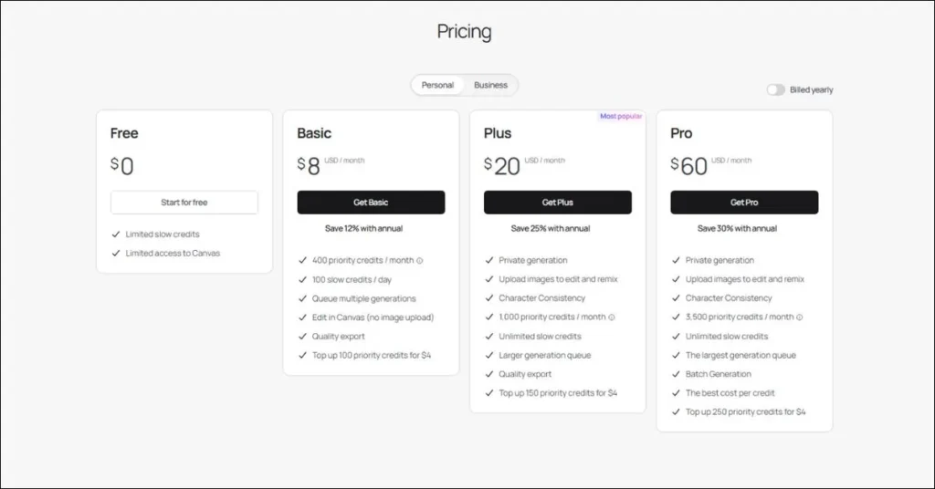Ideogram Pricing Plan